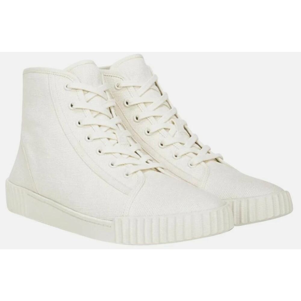Vince Wolfe High Top Sneakers 9 White Canvas Lace Up Womens Minimalist Capsule